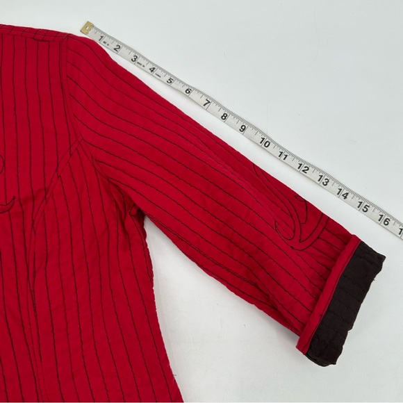 Chicos Jacket Womens 0 US Sz S 4 Red Paisley Quilted Cotton Buttons READ - Picture 5 of 11